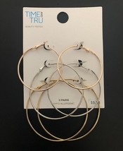 Time and Tru, 3 Pair Hypo-allergenic Loop Earrings different colors New ... - $3.95
