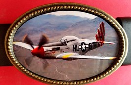 Fighter Planes of WWII - N. AMERICAN P-51 MUSTANG   Epoxy Photo Buckle -... - $16.78