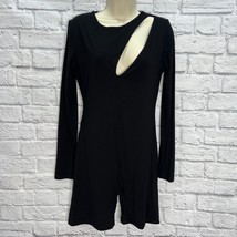 Naked Wardrobe Black Shorts Romper Bodysuit Long Sleeve Size XL Cutout  - £38.79 GBP