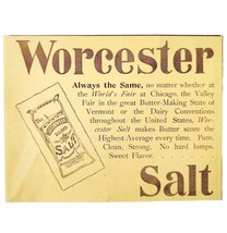 Worcester Brand Salt 1897 Advertisement Victorian Worlds Fair Baking ADB... - £13.78 GBP