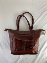 Noonday Collection Rustic 100% Leather Tote Purse Handbag Bag, India, Lined - £54.47 GBP