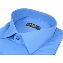 Men's Shirt By CASILA Turkey Cotton Blend Long Sleeves 502000-05 Solid Blue image 5