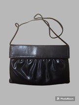 Black Leather Envelope Purse Clutch Crossbody - $10.45