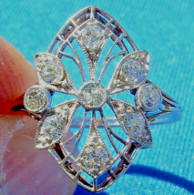 Earth mined Diamond Deco Engagement Ring 1 carat Antique Filigree Platin... - $5,030.25