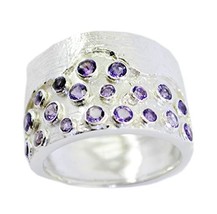 Indian 925 Sterling Silver Cute Natural Purple Ring, Amethyst Purple Gemstone Si - £23.73 GBP