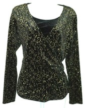 Black Notations Blouse, Metallic Embellishments, Long Sleeve, PL - £19.38 GBP