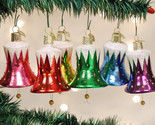OLD WORLD CHRISTMAS SET OF 6 SNOW-CAPPED BELL GLASS CHRISTMAS ORNAMENTS ... - $78.88