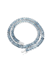 Mens Blue Topaz Tennis Necklace Sky Chain Men 925 Silver - £344.59 GBP+