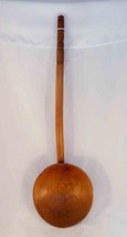 Antique Carved Wood Long Handled Ladle With Large Bowl and Light Brown Finish - £93.52 GBP