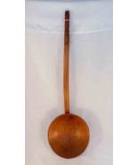 Antique Carved Wood Long Handled Ladle With Large Bowl and Light Brown F... - £91.62 GBP