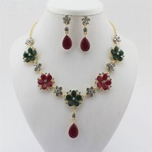 Jewelry for Women Necklace Sets 2 Pieces Bridal Jewelry Set Earrings with Stones - £16.92 GBP