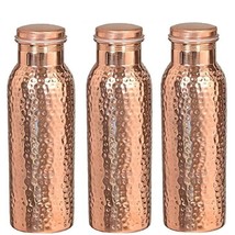 Plain Copper Water Bottle Set, 1 Litre, Set of 3 - £34.01 GBP