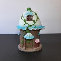 Fairy Garden Forest Figurine Blue Floral Mini House Cottage 4.25&quot; - £5.58 GBP