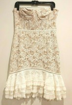 Jonathan Simkhai Multimedia Bustier White Lace Ruffle Hem Dress Size 12 ... - $5,520.39 MXN