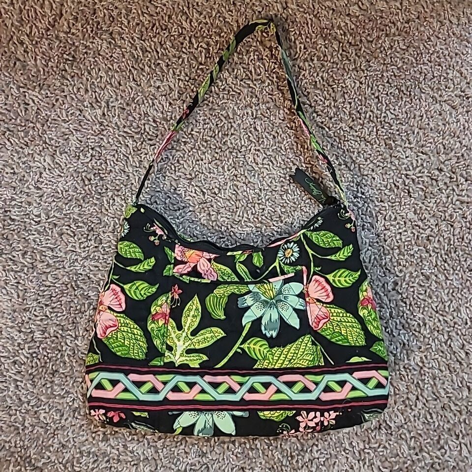 Primary image for Vera Bradley Small Single Handle Strap Purse Floral Flower Pink Black Green Used