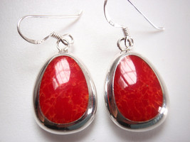 Reversible Simulated Coral Genuine Mother of Pearl 925 Sterling Silver Earrings - £13.44 GBP