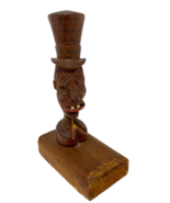 Vintage Hand Carved Wooden Novelty Man in Top Hat with Teeth - $23.74