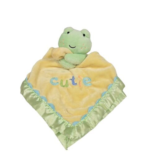 Carters Plush Frog Lovey Green Cutie Just One Year Rattle Security Blanket 14" - $9.72
