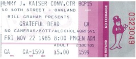 Vintage Grateful Dead Ticket Stub Noviembre 22 1985 Oakland California - £33.16 GBP
