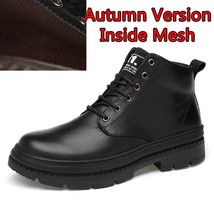 New Fashion Men Autumn Winter Ankle Boots Solid Color Snow Boots Plush Inside Ke - £96.00 GBP