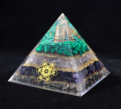 Natural Orgonite Pyramid Reiki Amethyst Energy Healing Chakra Meditation... - $25.99