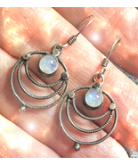  Haunted EARRINGS 3000X GLAMOROUS LIFE MAGICK STERLING MOONSTONE Witch C... - $307.77