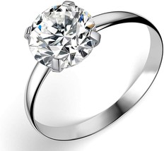 Stainless Steel Cubic Zirconia Rings Engagement Silver Rings (Size:9,Silver) - £7.83 GBP