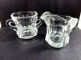 Vintage Clear Cut Glass Small Open Sugar Bowl &amp; Creamer Set - $23.76