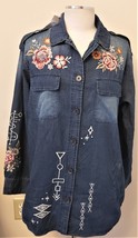 Johnny Was Umoya Oversized Denim Jacket Sz.M Blue   - £181.89 GBP