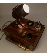 Steampunk Vizaphone Pressure Gauge Wood &amp; Copper Working Lamp Local Nebr... - $256.60 CAD