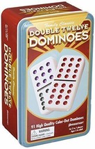 Pressman Double 12 Color Dot Dominos in A Tin, 5&quot; - £19.53 GBP