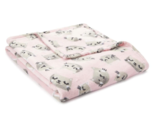 NEW Pink Fleece Plush Throw Blanket Cats Pattern 50 x 60 inches gray kit... - $10.95