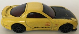 Hot Wheels &#39;95 Mazda RX-7 Yellow Toy Car Japanese Writing Tinted 10 Spoke 1995 - £3.13 GBP