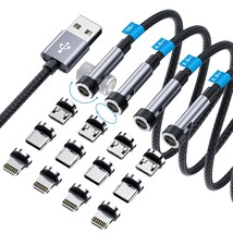 540 Rotation Magnetic Charging Cable, 3 In 1 Magnetic Phone Charger [4-Pack, 3Ft - £36.16 GBP