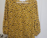 NWT Collective Concepts Daily Look Peasant Blouse Yellow Animal Print Sz... - $15.83