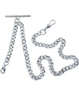 Albert Chain Silver Color Pocket Watch Chain for Men Swivel Clasp T Bar ... - £9.95 GBP+