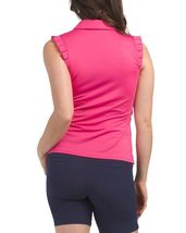 NWT Ladies SIGRID OLSEN Hot Pink Ruffle Sleeveless Polo Golf Shirt - XL image 2