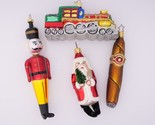 Lot Vintage Blown Glass Christmas Ornaments - CIGAR + Train + Santa + Nu... - £55.28 GBP
