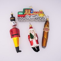 Lot Vintage Blown Glass Christmas Ornaments - CIGAR + Train + Santa + Nutcracker - £54.50 GBP