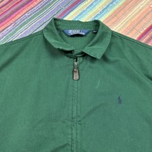 Vtg 90s Polo Ralph Lauren Green Cotton Bomber Jacket Neck Strap Size XL USA - £66.55 GBP