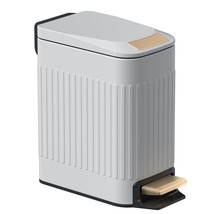 Small Bathroom Trash Can With Plastic Lid, 6L/1.6 Gal Stainless Steel Slim Garba - £38.36 GBP