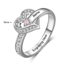925 Sterling Silver Personalized 1-8 Name Engraved Ring with Birthstone Custom E - £43.43 GBP