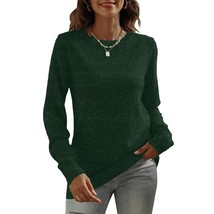 Women&#39;S Long Sleeve Glitter Tops Crewneck Pullover Sweater Basic Casual ... - $68.99