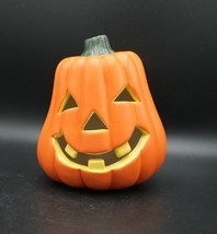 Halloween Hand painted Ceramic Jack O&#39; Lantern &amp; Witch Pumpkin Candle Holder - £15.89 GBP