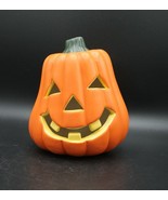Halloween Hand painted Ceramic Jack O&#39; Lantern &amp; Witch Pumpkin Candle Ho... - £15.63 GBP