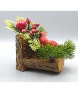 Vintage Genuine Live Edge Cardinal Decor, Evergreen Faux Plants with Pin... - £64.67 GBP