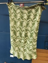 Vtg Hand Crochet Knitted Green Lime Chevron Afghan Zig Zag Blanket Throw 26x44” - £15.45 GBP