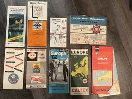 Lot of 9 Vintage European Maps Brochures TWA Esso Amsterdam Germany Austria - £19.73 GBP