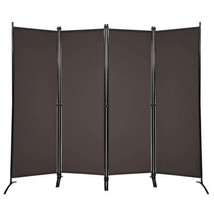 4-Panel Room Divider with Steel Frame-Brown - £64.52 GBP
