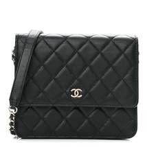 Chanel Caviar Quilted Square Wallet On Chain WOC Black - £3,477.19 GBP